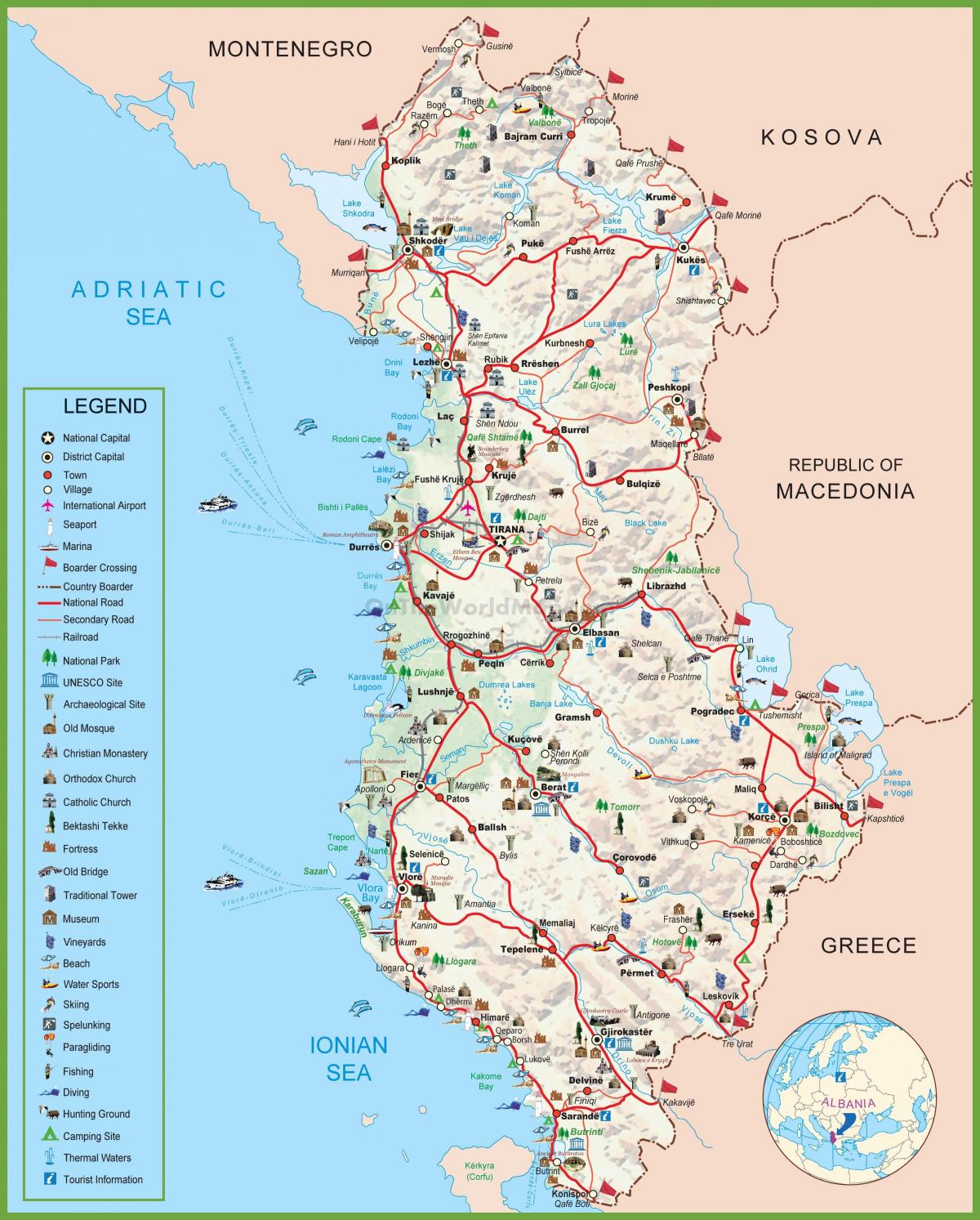 નકશો shqiperia અલ્બેનિયા