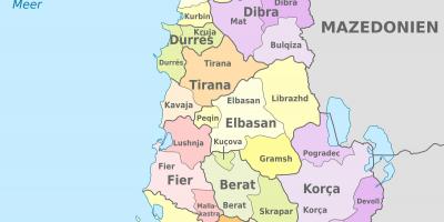 નકશો અલ્બેનિયા રાજકીય