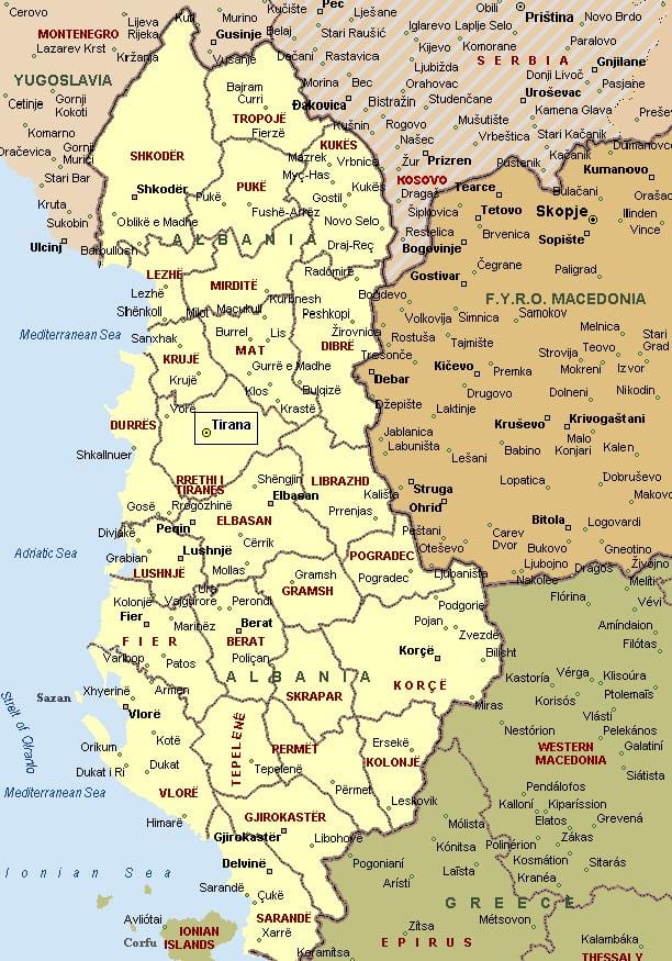 નકશો અલ્બેનિયન કોસ્ટ